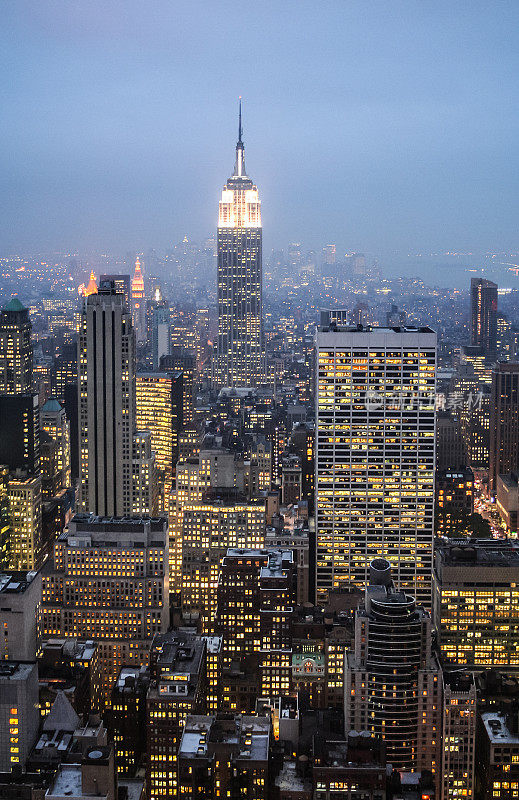 Elevated view: Empire State & Midtown Manhattan